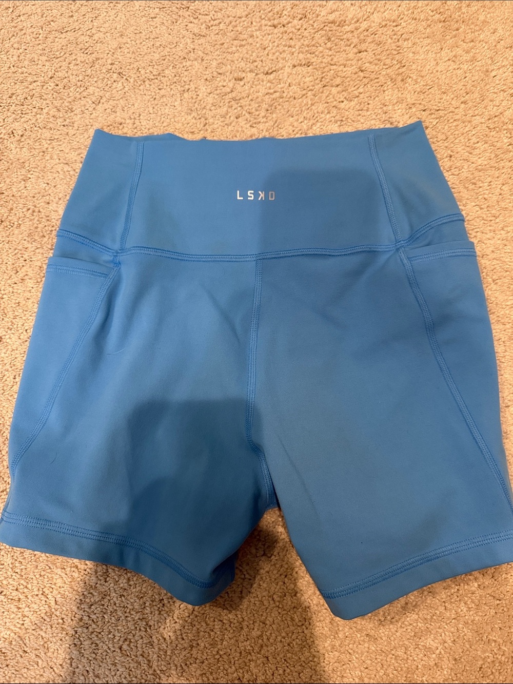 LSKD Women's Mid-Rise Blue Performance Bike Shorts